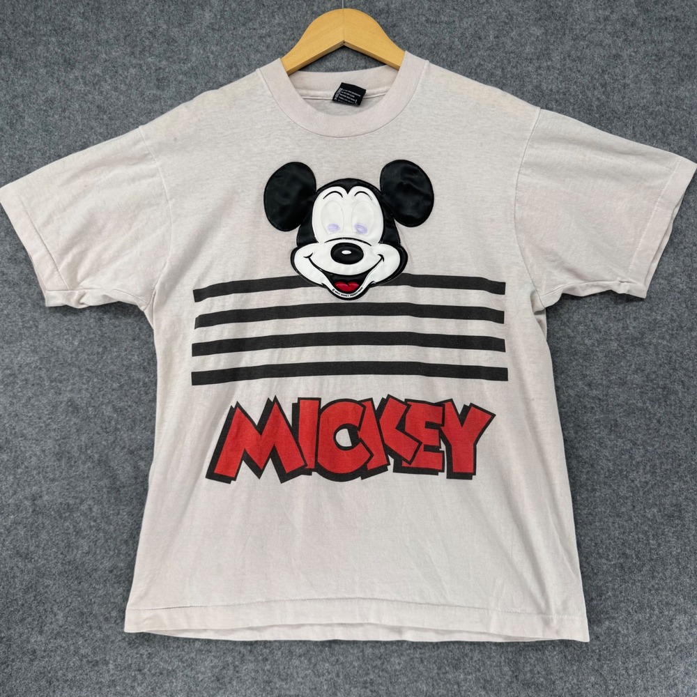 Vintage 80s Disney Mickey Mouse T-Shirt Mens Small Gray Screen Stars Best USA